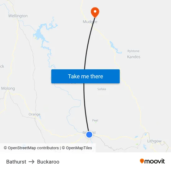 Bathurst to Buckaroo map