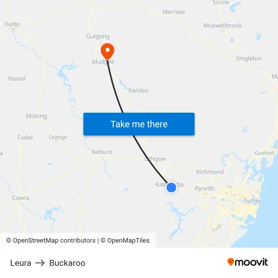 Leura to Buckaroo map