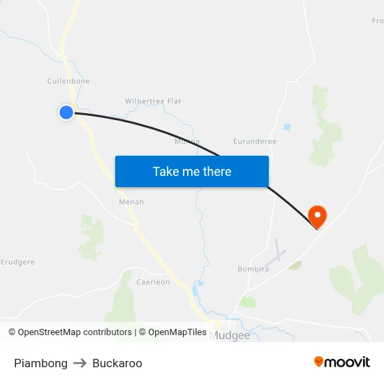 Piambong to Buckaroo map