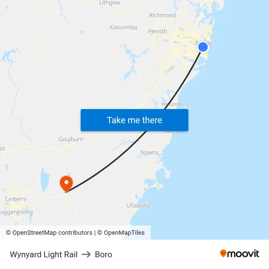 Wynyard Light Rail to Boro map