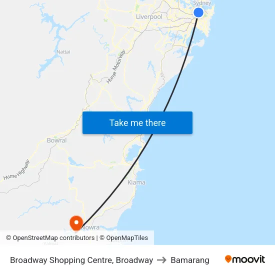 Broadway Shopping Centre, Broadway to Bamarang map