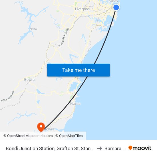 Bondi Junction Station, Grafton St, Stand R to Bamarang map