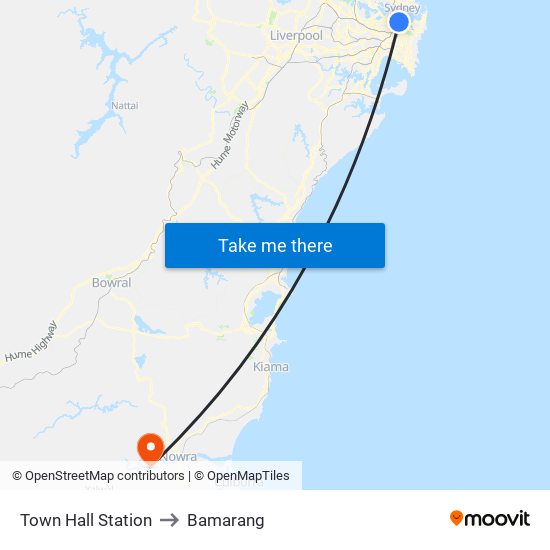 Town Hall Station to Bamarang map