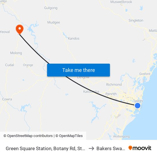 Green Square Station, Botany Rd, Stand C to Bakers Swamp map