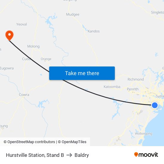 Hurstville Station, Stand B to Baldry map