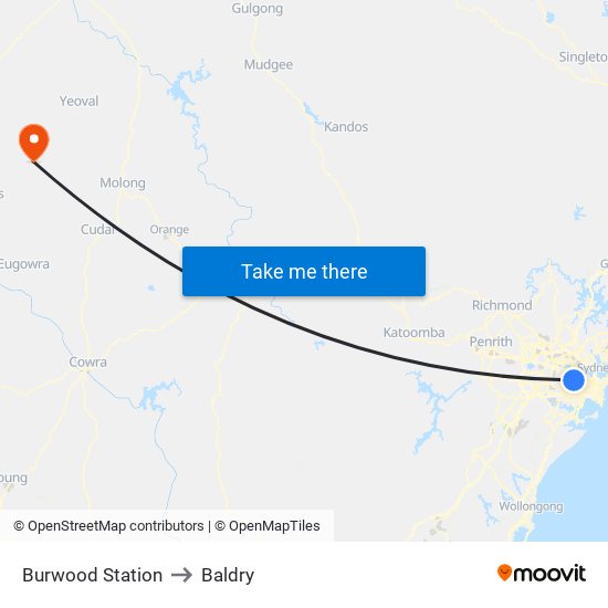 Burwood Station to Baldry map