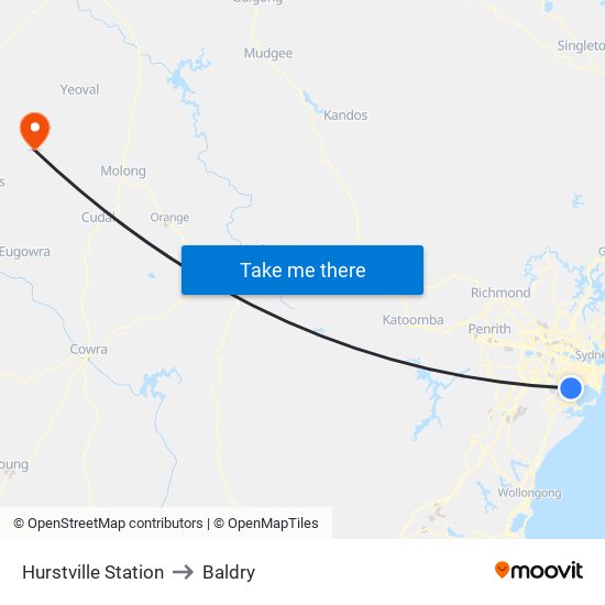 Hurstville Station to Baldry map