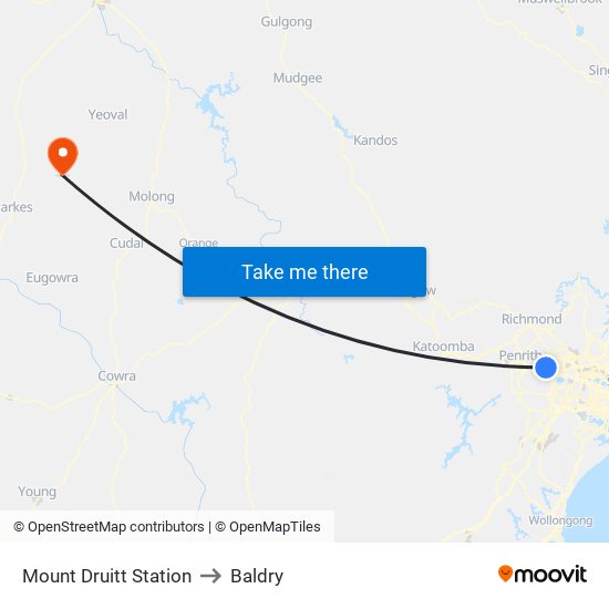 Mount Druitt Station to Baldry map