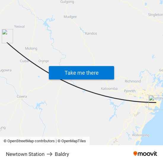 Newtown Station to Baldry map