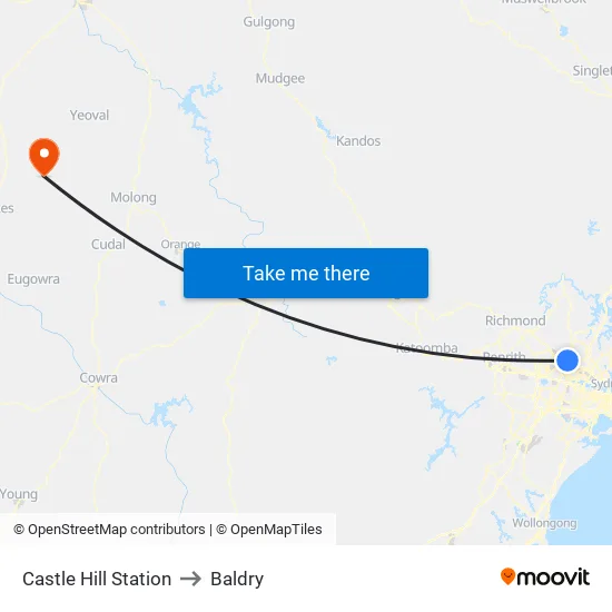 Castle Hill Station to Baldry map