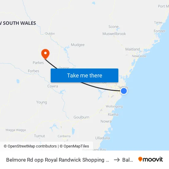 Belmore Rd opp Royal Randwick Shopping Centre to Baldry map