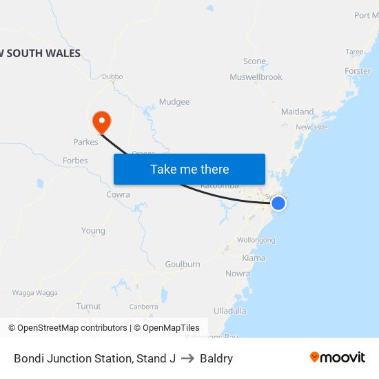 Bondi Junction Station, Stand J to Baldry map