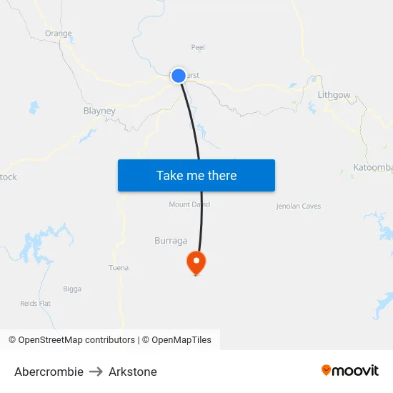 Abercrombie to Arkstone map