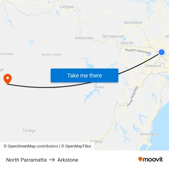 North Parramatta to Arkstone map