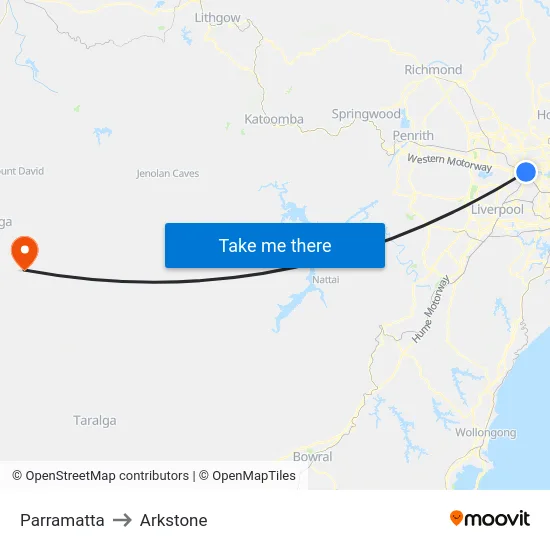Parramatta to Arkstone map