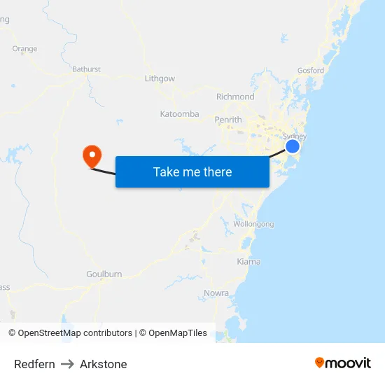 Redfern to Arkstone map