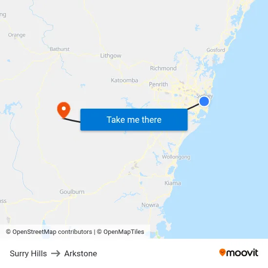 Surry Hills to Arkstone map