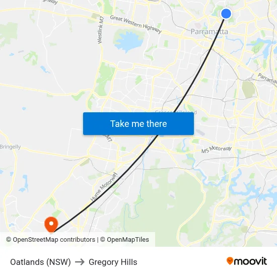 Oatlands (NSW) to Gregory Hills map