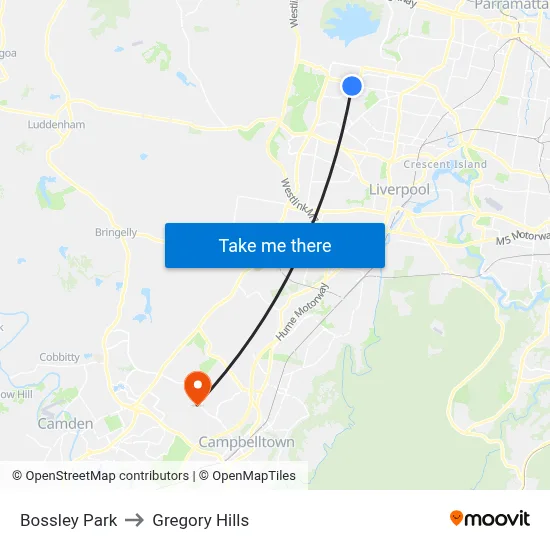 Bossley Park to Gregory Hills map