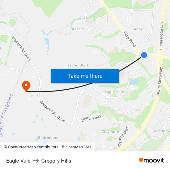 Eagle Vale to Gregory Hills map