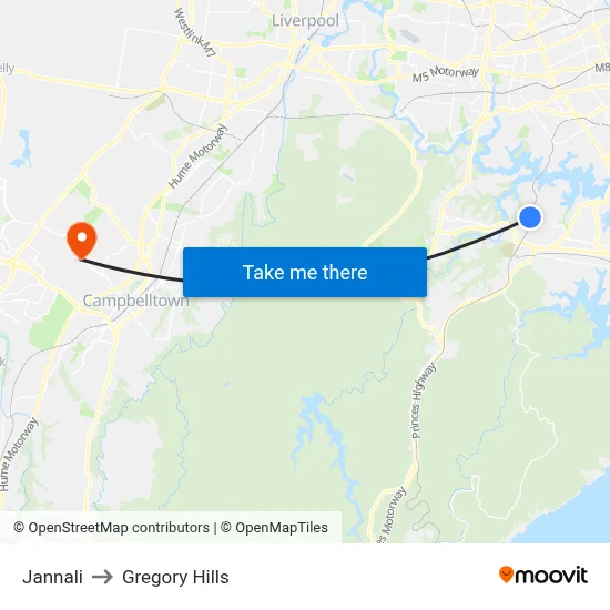 Jannali to Gregory Hills map