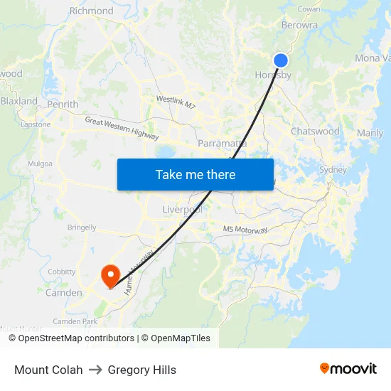 Mount Colah to Gregory Hills map
