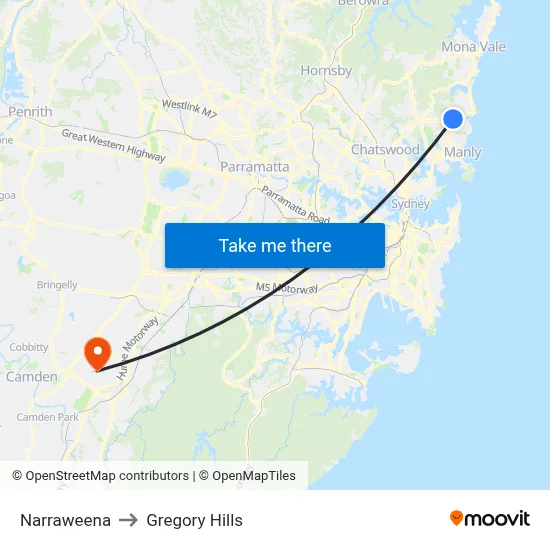 Narraweena to Gregory Hills map