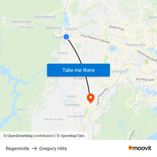 Regentville to Gregory Hills map