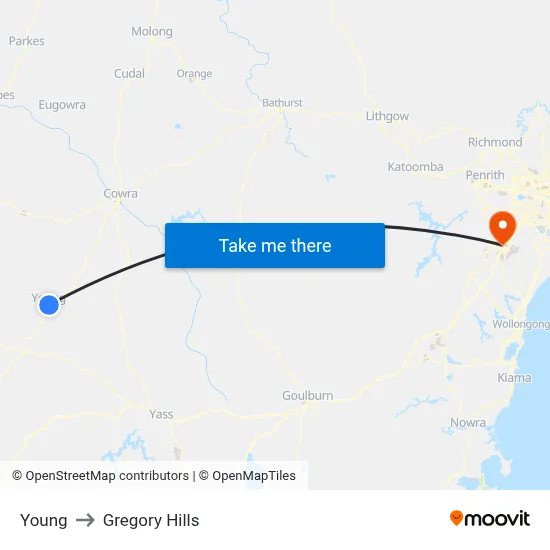 Young to Gregory Hills map