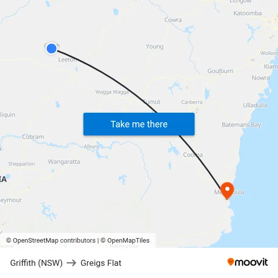 Griffith (NSW) to Greigs Flat map