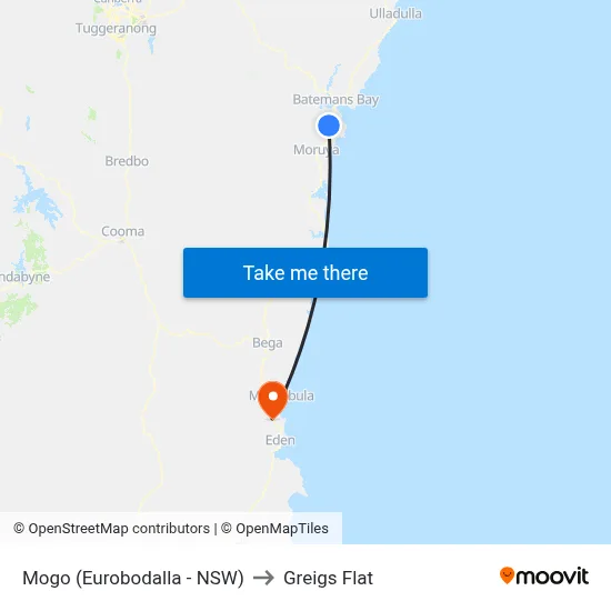 Mogo (Eurobodalla - NSW) to Greigs Flat map