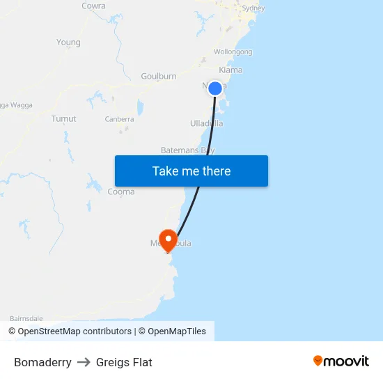 Bomaderry to Greigs Flat map