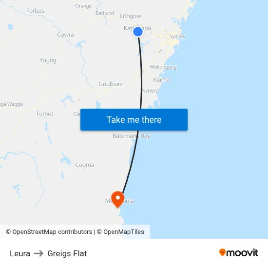 Leura to Greigs Flat map