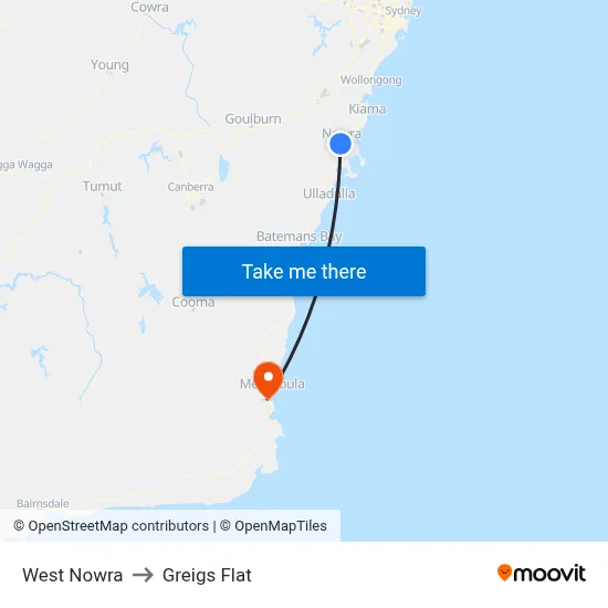 West Nowra to Greigs Flat map