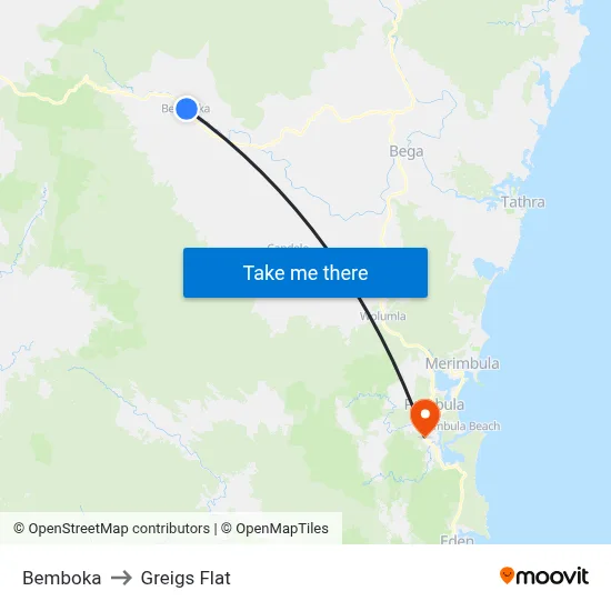 Bemboka to Greigs Flat map