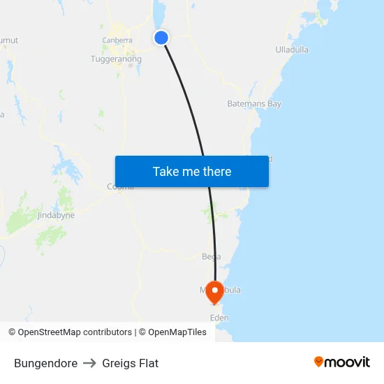 Bungendore to Greigs Flat map