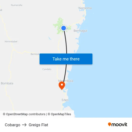 Cobargo to Greigs Flat map