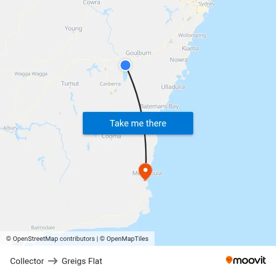 Collector to Greigs Flat map