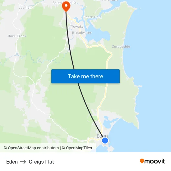 Eden to Greigs Flat map