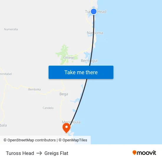 Tuross Head to Greigs Flat map
