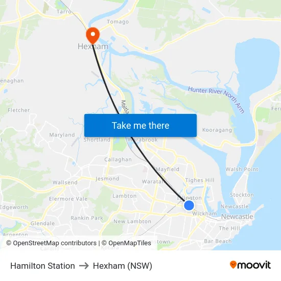 Hamilton Station to Hexham (NSW) map