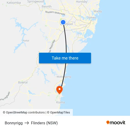 Bonnyrigg to Flinders (NSW) map