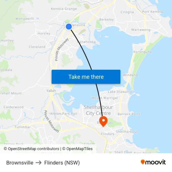 Brownsville to Flinders (NSW) map