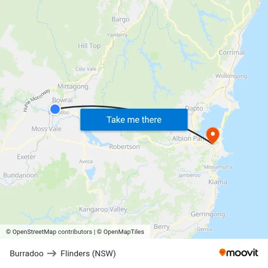 Burradoo to Flinders (NSW) map
