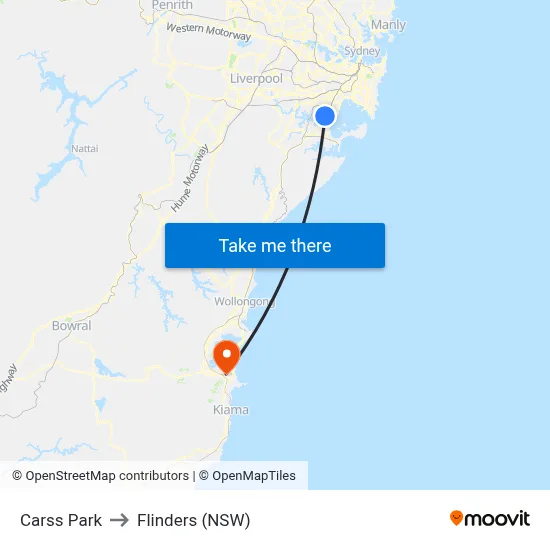 Carss Park to Flinders (NSW) map