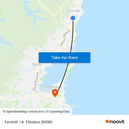 Fernhill to Flinders (NSW) map