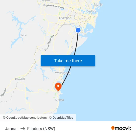 Jannali to Flinders (NSW) map