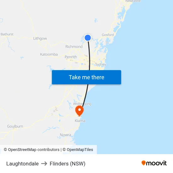 Laughtondale to Flinders (NSW) map