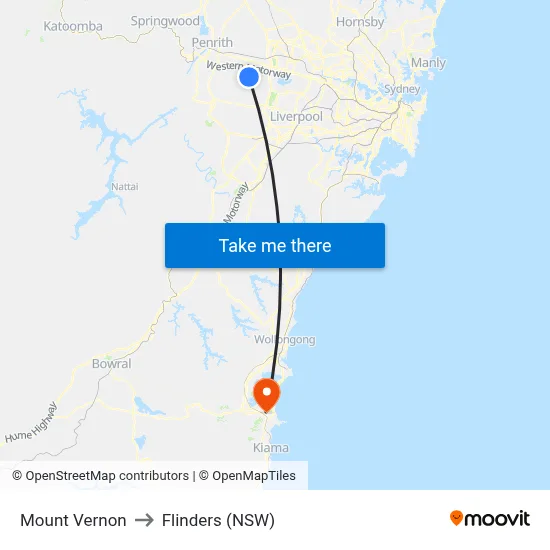 Mount Vernon to Flinders (NSW) map