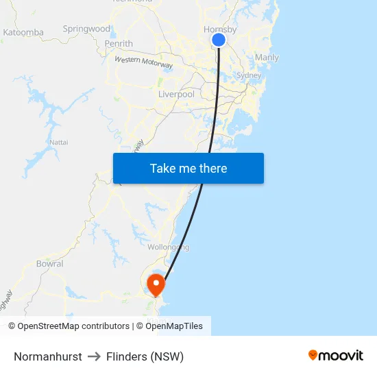 Normanhurst to Flinders (NSW) map